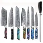 8x TURWHO Kitchen Santoku Slicing Knife Damascus Steel Chef Knives Sharpener Set