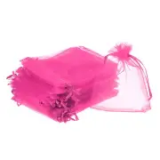 Organza Bags, 100 Pcs 4.72x3.5 Inch Drawstring Mini Pouches, Dark Pink