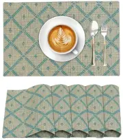Placemats 100% Cotton 13x19 Inch, Dining Table Placemats Set of 6, Modern Pla...