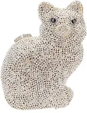 [Santimon] Diamante Clutch-Purse Ladies Luxury Womens Crystal Chain Evening-Bags Glitter Wedding Cat L Gold