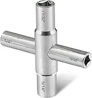 Hanpex 4-Way Sillcock Key Wrench, 1/4", 9/32", 5/16", 11/32", Fits Most Sillcock, Stopcock, Water Spigots, Wall-hydrant, Control Cabinet and Valves