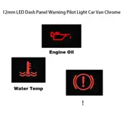 12mm LED Dash Panel Warning Pilot Light Car Van Chrome (Water Temp+Engine Oil+!)