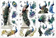 3pcs/Set Peacock Rub on Transfers for Furniture and Crafts 6x12 Inch Feather Furniture Transfer Sticker Furniture Decals Decor Transfer Stickers Rub on Decals for Furniture