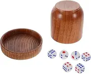 Abaodam 1Set Wood Dice Shaker Cup Game Dices Cups for Party and Board Games Unique Design with Dices Engaging and Fun Gaming Accessories for Ktv and Bars