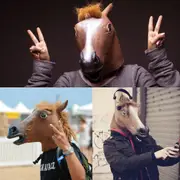 Latex Mask Horse Head Mask Animal HeadCreepy Halloween Costume Theater Party Toy