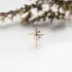 14K 3D Cross Piercing 立體十字架鎖珠耳環 (單個)K金耳環