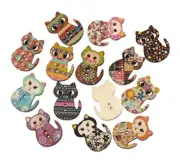 10 Wooden Cat Kitten Buttons Cats 30mm B57-10 Aussie Seller