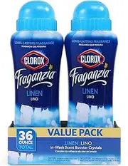 Clorox Fraganzia Laundry Scent Booster Crystals in Linen Scent, Twin Pack, Scented In-Wash Freshener Beads for Fresh, Clean, Great Smelling Clothes and Linens, 18 Oz - 2 Pack