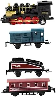 Toyvian 4pcs Retro Steam Train Model Set Pull Back Alloy Toy Cars for Boy Girl Educational Playset Design for Boys Black