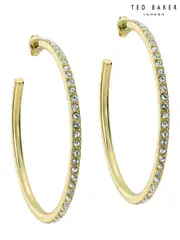 Ted Baker Gold Tone Large Claire Crystal Hoop Earrings (H79875) | $145