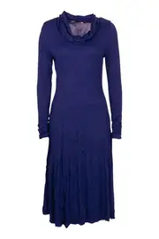 Mesh Jersey Cowl Neck Dress--HAM-91337A2