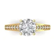 2.21 Round Cut cathedral Moissanite Promise Bridal Wedding Ring 14k Yellow Gold