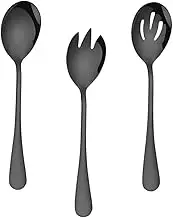 Mobestech 1 Set Stainless Steel Salad Server Cutlery Including Salad Spoon Serving Fork and Slotted Spoon for Buffet Restaurant and Home Use Portable and Easy to Clean