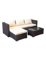 [Sarantino] 5 Piece Modular Outdoor Lounge Set Pe Rattan in Brown