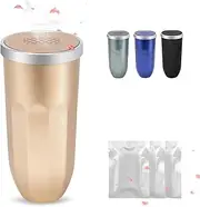 SZEOF 2PCS Car Trash Can with Lid, Car Trash Can Cup Holder with 3 Fragrance Tablets, Press to Open Vehicle Trash Bin, Mini Garbage Bin for Automotive Car, Home, Office, Kitchen, Bedroom,Gold