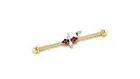 Natural Ruby lab diamond industrial piercing ear flat barbell solid gold