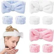 9Pieces Spa Headband Wrist Washbands - Microfiber Head Band Skincare Headbands Makeup Butterfly Headband and Wristband Set for Washing Face, Facial Wrist Towel Washbands for Women Girls