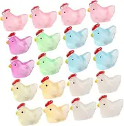 TOYANDONA 20pcs Mini Chicken Statues Luminous Resin Tiny Animal Figures for Home Office Decor Micro Landscape and Succulent Gardens Charming Glow Dark Chick Decorations