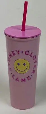 Stoney Clover Lane X Target Tumbler W/ Straw Cup Pink Yellow Happy Face 23oz