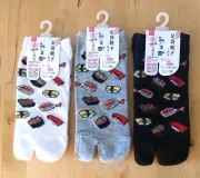 3 Sets Women Japan Tabi Socks Sushi Design 23cm-25cm US 5-7 White Black Grey