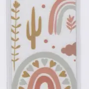 2x6 Inch Paper Bookmark, Boho Cactus & Rainbows, Laminated & Handcrafted