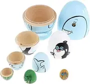 Russian Nesting Dolls Animals Matryoshka Dolls Dolphin Pattern Egg Shape Russian Stacking Dolls for Kids Birthday Gift