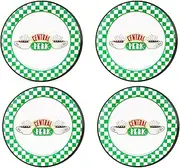 [Silver Buffalo] Friends Central Perk Logo Checkerboard Pattern 4pc Melamine Plate Set, Multicolored, Standard