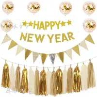 在飛比找露天拍賣優惠-⭐ happy new year 彩旗 氣球新年 跨年佈置 
