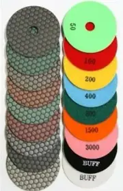 5" (125mm) 8PCS DRY POLISHING PADS FOR STONE WHITE BUFF