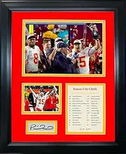 HOFSM.COM Hall of Fame Sports Memorabilia Framed Kansas City Chiefs Super Bowl LVII Champions Patrick Mahomes MVP Facsimile Laser Engraved Signature Auto Football 12"x15" Photo Collage
