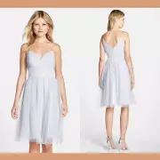 NWT Aidan by Aidan Mattox Shimmer Mesh Fit & Flare Dress Silver [ SZ 10 ] #e790