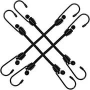 ELAYARD 4pcs Elastic Bungee Straps with Hooks Durable Bungee Cords with Carabiner Clips for Secure Cargo for Bicycles Motorcycles Camping and Outdoor Activities