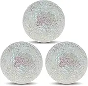 3.35 in Decorative Orbs 3pcs Glass Mosaic Balls Vases Dining Table Centerpieces House Living Room Coffee Table Tray Sphere Decor White