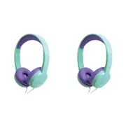 2x Liquid Ears Kidz 3.5mm Wired On-Ear Volume Limited Headphones Mint Lavender