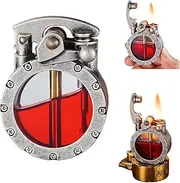Vintage Trench Lighter Transparent Kerosene Lighter Candle Lighter Antique Steampunk Lighter Cool Unique Lighter for Men (Color : Silver knurling)