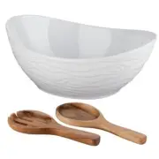 Salad Bowl,Good Salad Serving Utensil Set Which Has Wooden Spoon And Fork,