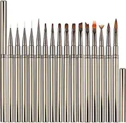 Nail Design Brushes,Liner Brush Carved Brush Set of 16 - Nail Design Tools Kit Nail Liner Brush Gradient Pen for Women Girls Home Salon