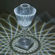 Clear 10" Acrylic Crystal Prism TABLE LAMP USB Rechargeable LED Light Events