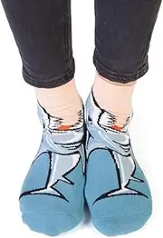 [FEET SPEAK] Men's Shark Socks - Hidden Message on soles BITE ME, Multicoloured, One size fits most