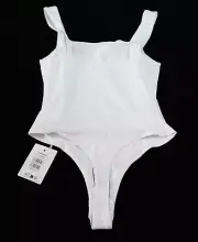 Gymshark Women's Body Fit Rest Day Cotton Bodysuit DH3 White Medium NWT
