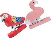 DIYEAH Sturdy Wooden Animal Stapler Parrot Flamingo Binding Machine for Office School Home Desk Accessory