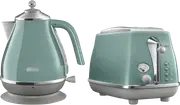 DeLonghi Icona Capitals Breakfast Pack Green Kettle And 2 Slice Toaster
