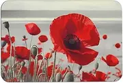 YKLBV Non-Slip Floor Mat Red Poppy Flower Printed Water Absorbent Mat Diatomaceous Mud Mat for Bathroom,Bedroom,livingroom and Nursery 23.6×15.7 Inch