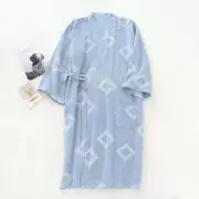 Men Kimono Yukata Pajamas Cotton Soft Bathrobe Robes Gown Nightwear Grey Casual
