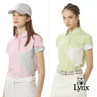 在飛比找momo購物網優惠-【Lynx Golf】女款合身版排吸溼排汗水波紋布料剪接洞洞