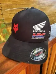 Fox Racing x Honda II FlexFit Hat (Black) Classic Stretch Cap S/M