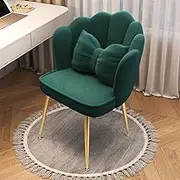 Cushion Mid Century Modern Vanity Stool with Backrest and Soft Cushioned Pad Stylish Scalloped Chair for Dining Room Bedroom and Vanity Area