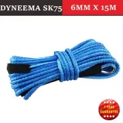 6MM x 15M Dyneema SK75 Winch Rope Synthetic strap Blue 4WD AVT Boat Recovery