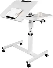 60 * 40cm Lifting and Rotating Laptop Desk for Home and Office, Movable Bedside Table with Rollers, Adjustable Computer Stand, Sofa Side Table, Coffee Table (Adjustable Rotary Table top)