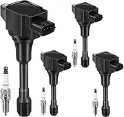 Set of 4 Ignition Coil Pack & Spark Plugs FIT Nissan Altima, Versa, Sentra, Rogue, Cube, NV200 1.6L 1.8L 2.0L 2.5L, Replaces UF549 9029